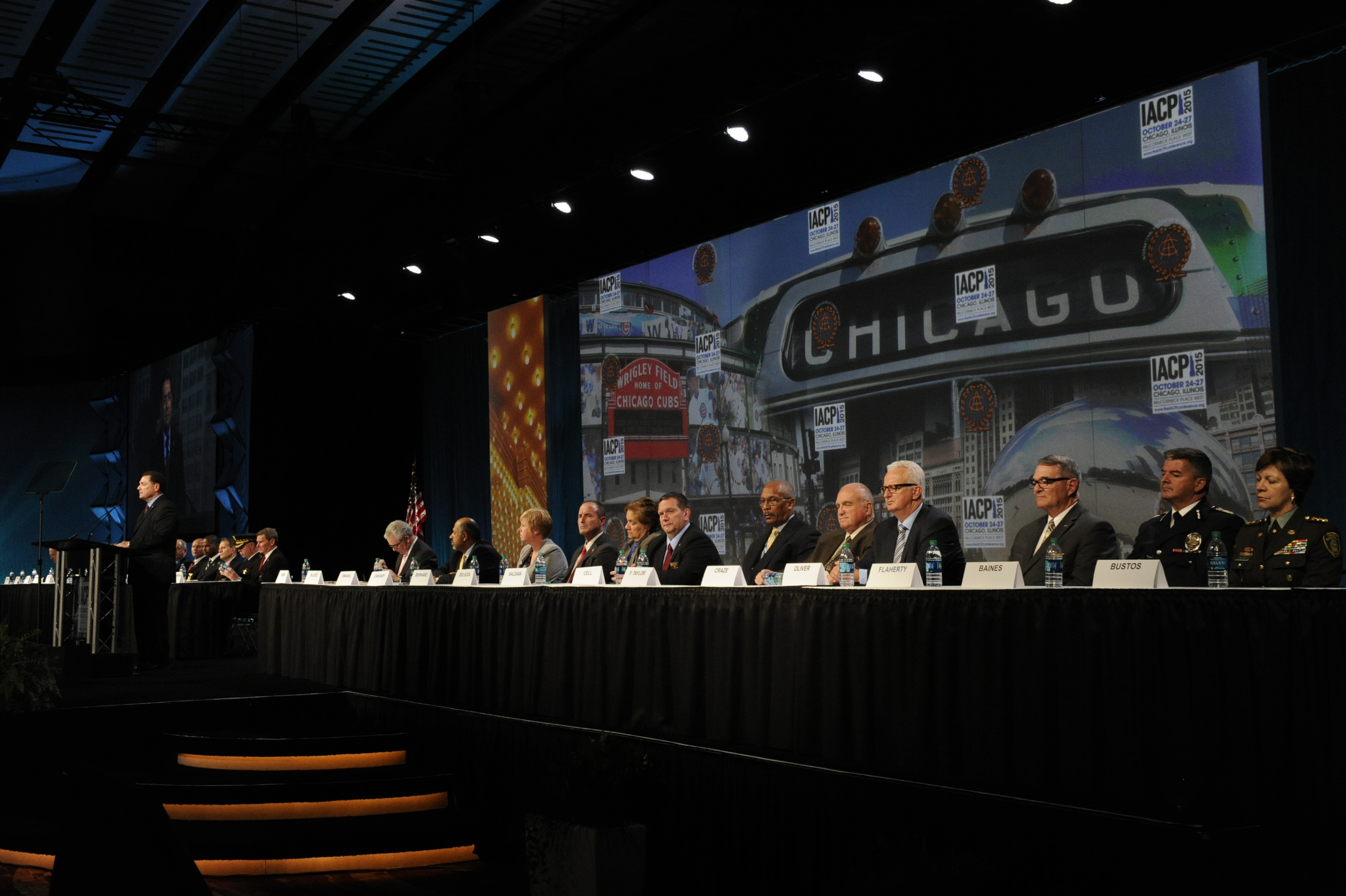 Dais guests listen to IACP President Richard Beary's remarks during the Opening Ceremony