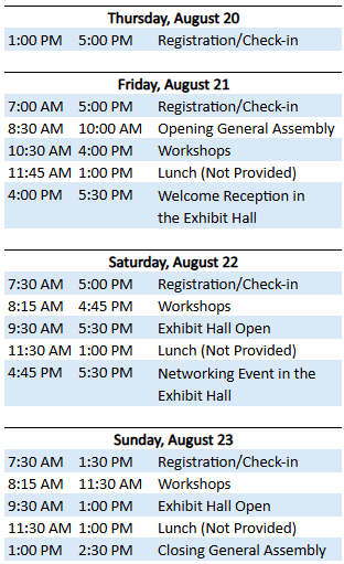 Schedule at a glance