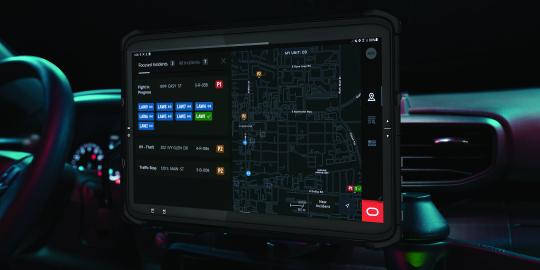 monitor in police car showing where crimes are happening