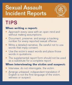 Sexual Assault Incident Reports: pocket tip card
