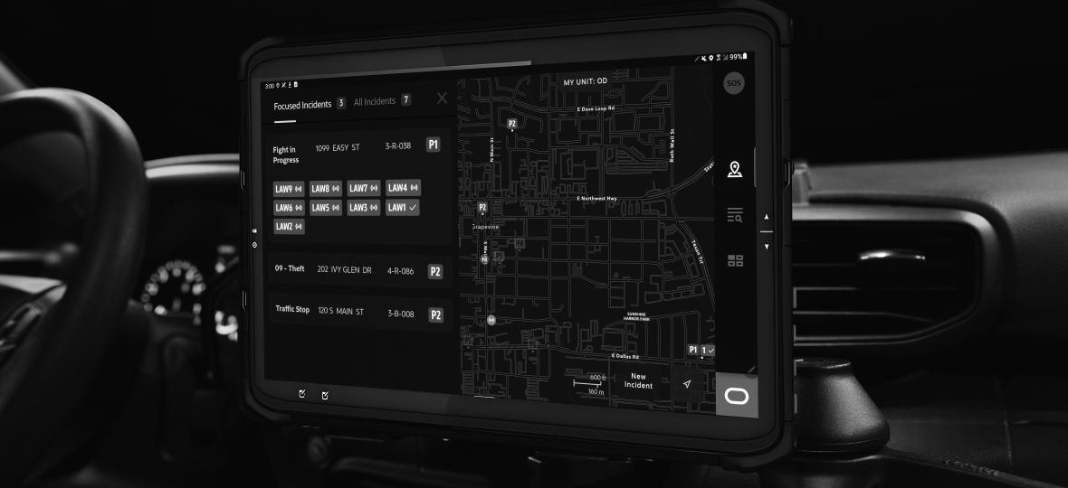 monitor in police car showing where crimes are happening